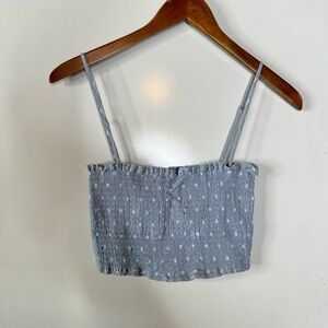 Reformation Polka Dot Linen Smocked Tank Top Size Small